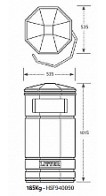 Octagonal Bin - Drawing & Dimensions