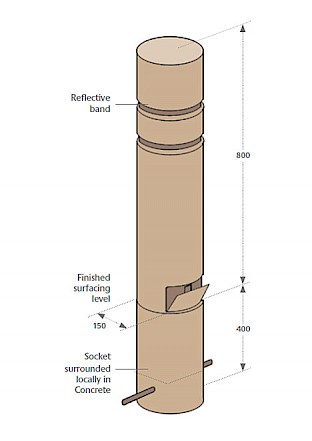 Removable Bollard in Steel Socket