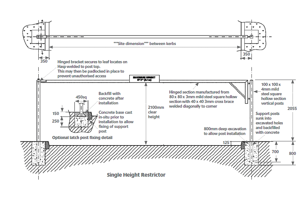 Single Height Restrictor - Installation and Drawing